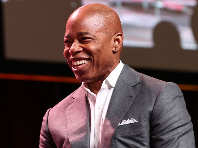 <p>Arturo Holmes/Getty </p> Eric Adams reacts on stage during the National Urban League Conference Plenary II: State of Black America on July 28, 2023 in Houston, Texas.