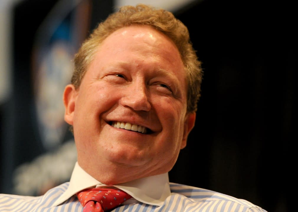 93. Andrew Forrest | Net worth: $18.7 billion - Source of wealth: mining - Age: 59 - Country/territory: Australia | Andrew Forrest founded Fortescue Metals Group in 2003, and in 2020, he launched a global zero-emissions energy effort through a new green subsidiary, Fortescue Future Industries, which is committed to exploring geothermal, hydro, solar, and wind energy. Featured initiatives at his philanthropic Minderoo Foundation include cancer research, fire and flood resilience, and campaigns to protect the world’s oceans, support indigenous Australians, promote preschool education, and fight modern slavery. (William West/Getty Images)