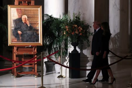 U.S. President Trump visits U.S. Supreme Court to pay respects to former Supreme Court Justice Stevens in Washington