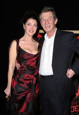 John Hurt and wife Anwen Rees-Meyers at the New York premiere of Warner Bros. Pictures' V for Vendetta