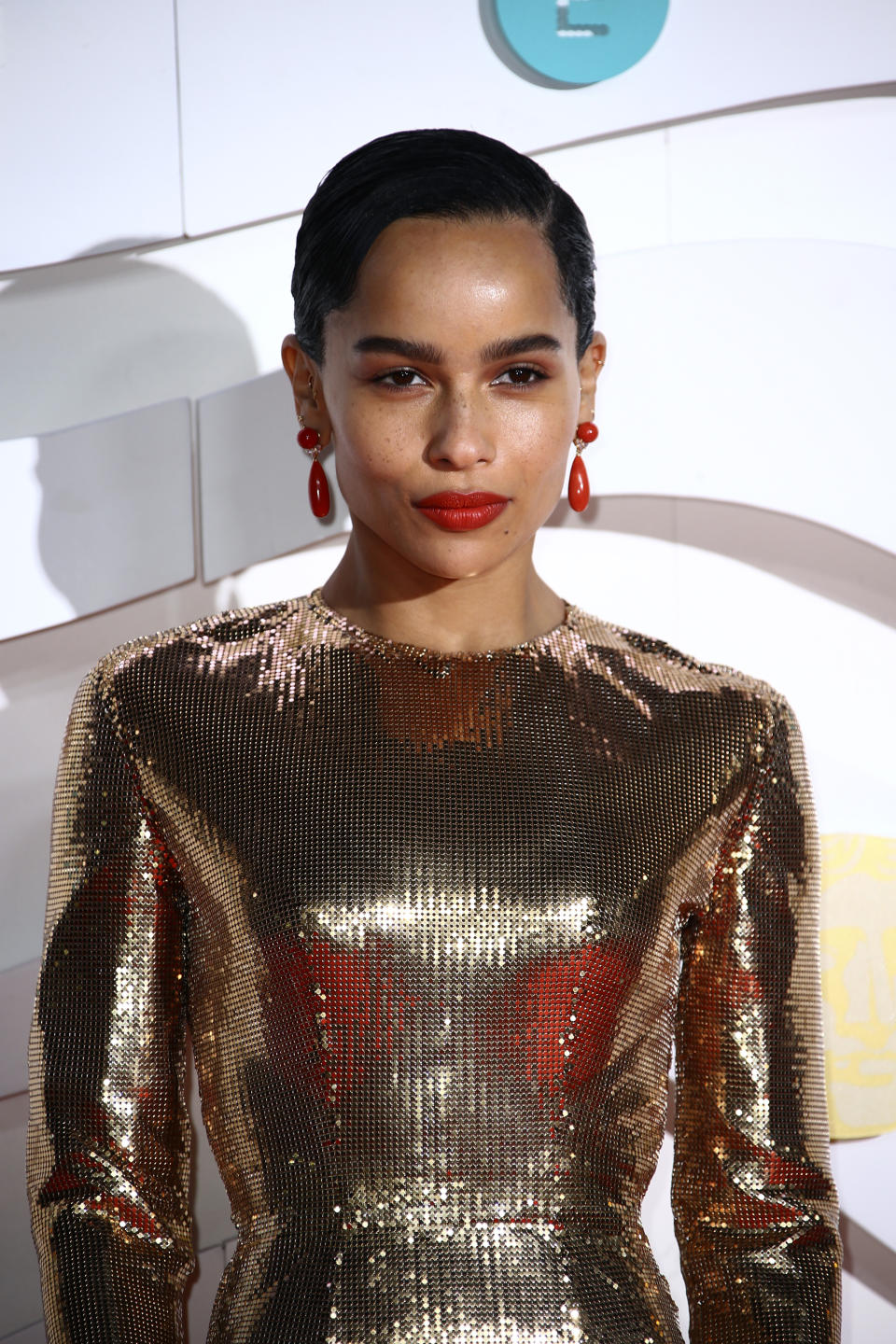 Zoe Kravitz poses for photographers upon arrival at the Bafta Film Awards, in central London, Sunday, Feb. 2 2020. (Photo by Joel C Ryan/Invision/AP)