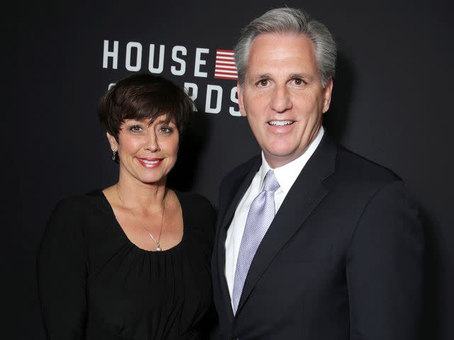 <p>Eric Charbonneau/Shutterstock</p> Judy McCarthy and Kevin McCarthy at a special screening of 'House of Cards'.
