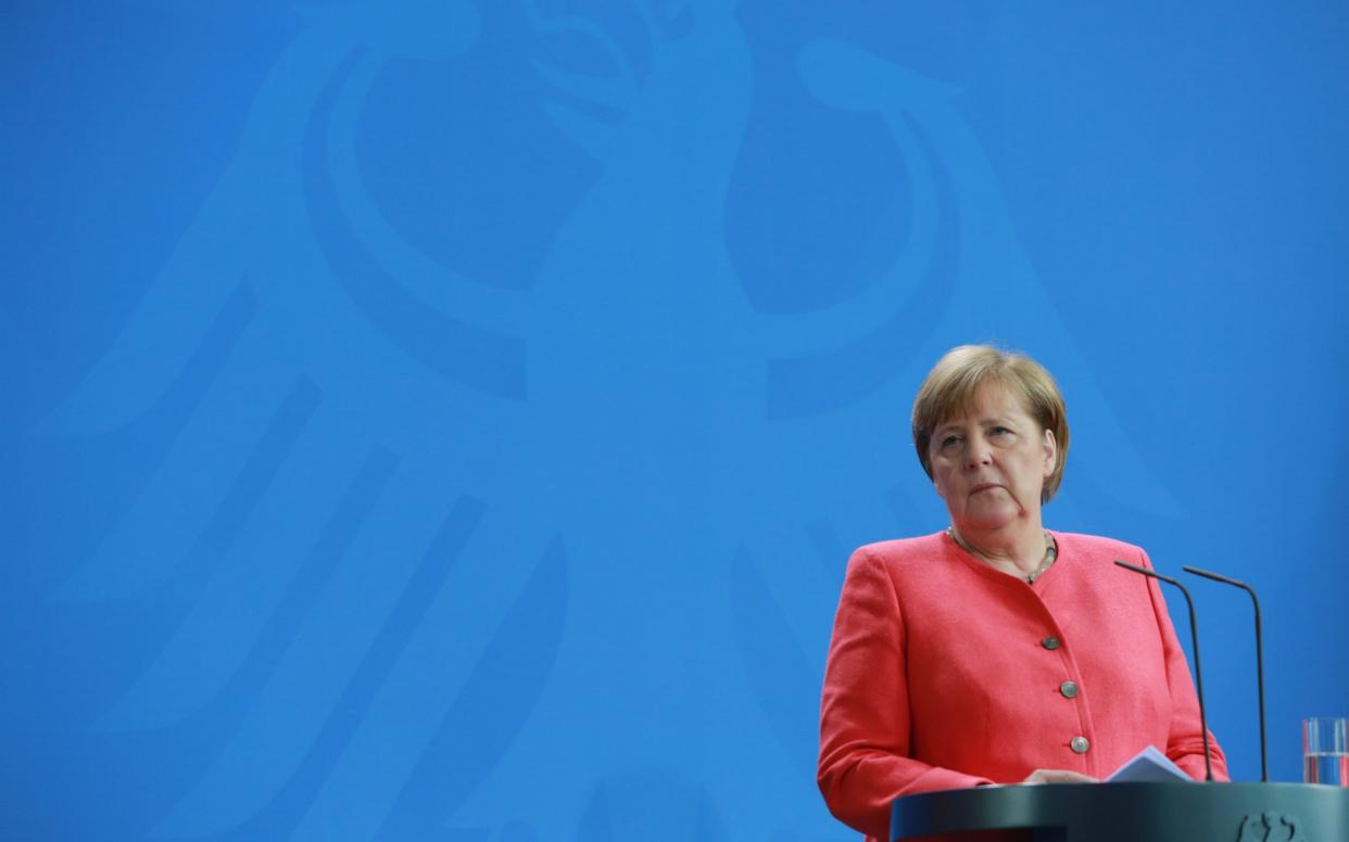 Angela Merkel gave a downbeat statement from Berlin during the virtual EU summit. - Christian Marquardt/Shutterstock 