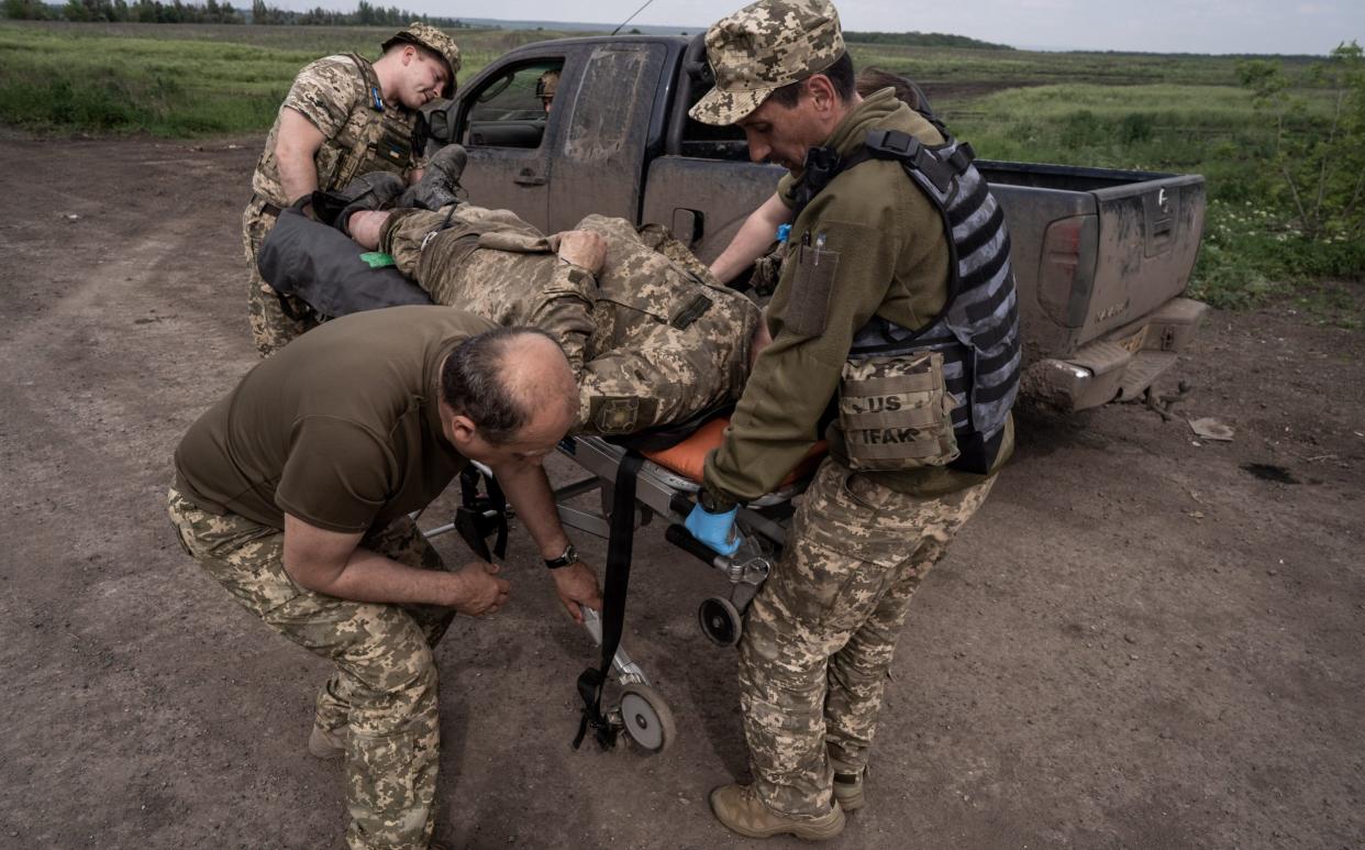 Wounded soldiers evacuated from battlefield arrive in Bakhmut District, Donetsk Oblast - Anadolu Agency/Anadolu Agency via Getty Images