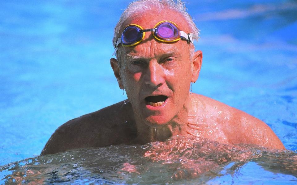 Old man swimming - Credit: Rex