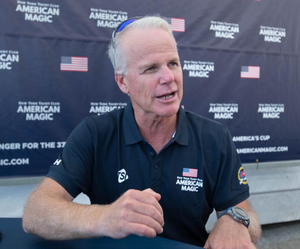 Terry Hutchinson, president of sailing operations and skipper of American Magic, talks about preparing for the America's Cup with his team in Pensacola on Friday.