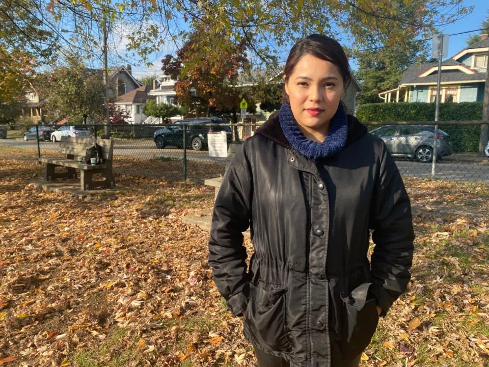 Claudia Zamorano, who works as a housekeeper at Royal Columbian Hospital in New Westminster B.C., and her family are facing the threat of deportation to Mexico. She hopes they can find a way to remain in Canada. (Janella Hamilton/CBC News - image credit)