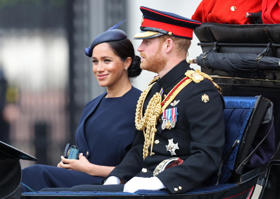 Meghan Markle and Prince Harry at Trooping the Colour. [Photo: Getty]