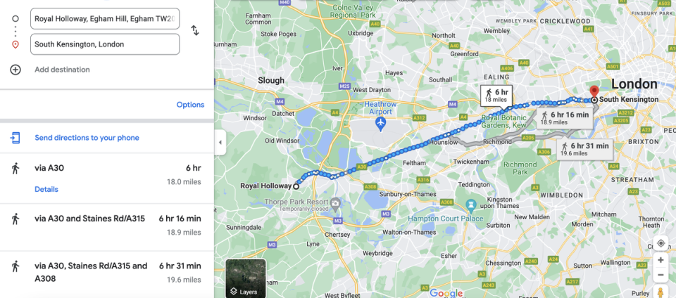 Joe Goldberg’s casual walk in ‘You’ would have taken more than six hours (Google Maps)