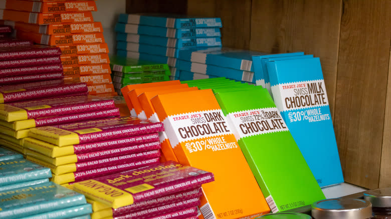 Trader Joe's chocolates on shelf