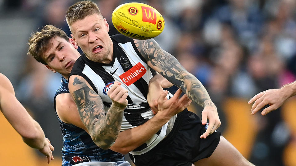 Jordan de Goey has showcased decent form for Collingwood in 2022, after he was arrested in New York late last year. (Photo by Quinn Rooney/Getty Images)