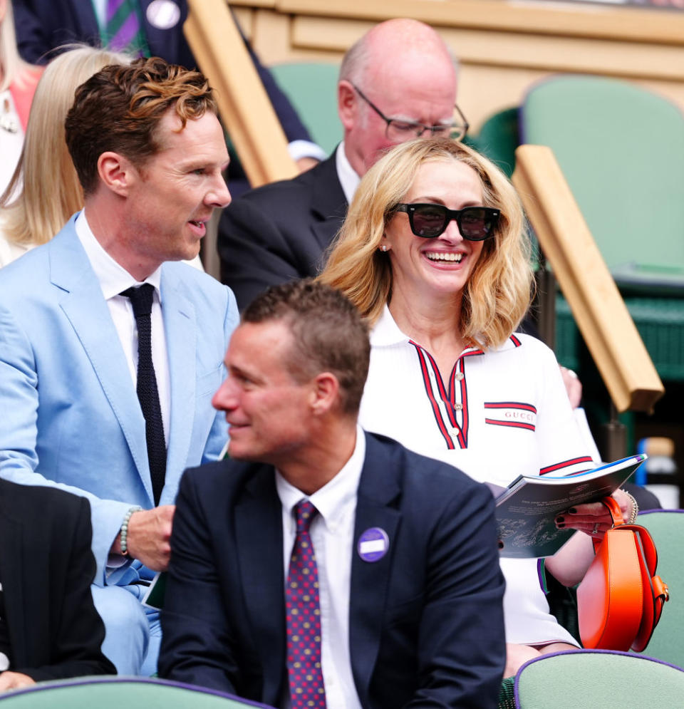 Benedict Cumberbatch and Julia Roberts in Gucci, Tenniscore and Polo dresses at Wimbledon in London on July 14th