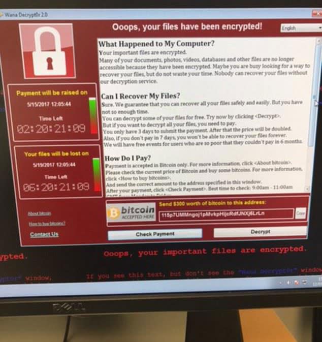 Screenshot of the suspected ransomware message on a GP's computer. Source: Supplied