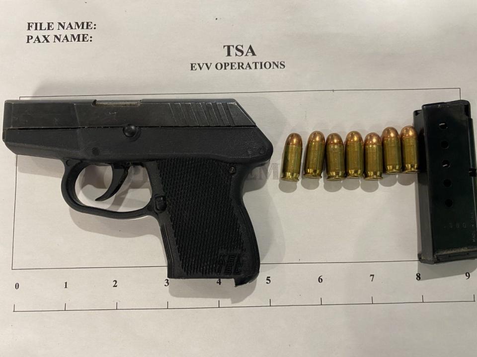 The Transportation Security Administration confiscated this gun from a passenger at a TSA checkpoint at Evansville Regional Airport in 2022.