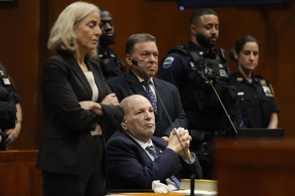 Harvey Weinstein appears in Queens criminal court, Thursday, May 9, 2024, in New York. Harvey Weinstein returned to court in New York City as authorities considered an extradition request from California to serve his sentence for a 2022 rape conviction. The 16-year sentence Weinstein received for raping a woman at a Los Angeles film festival in 2013 had been on ice while he served time in New York. (AP Photo/Julia Nikhinson)