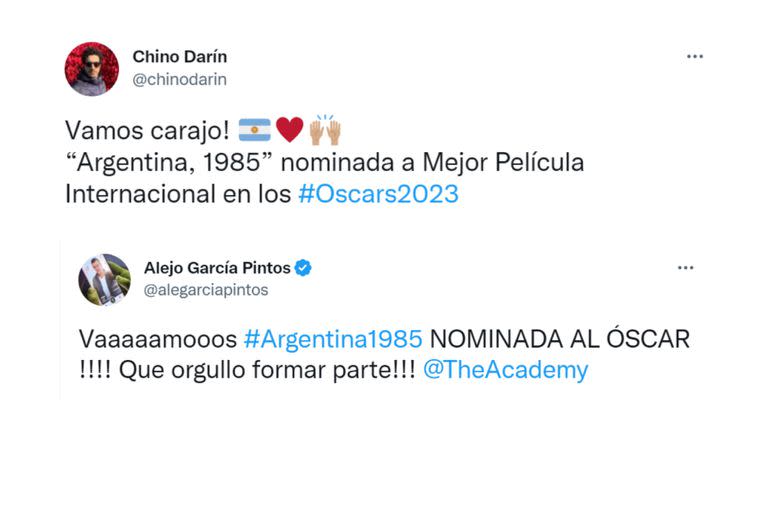 Las reacciones del Chino Darín y Alejo García Pintos por la nominación de Argentina, 1985 a los Oscar