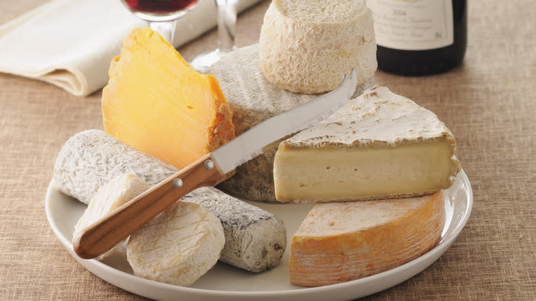 different varieties of cheese on a plate
