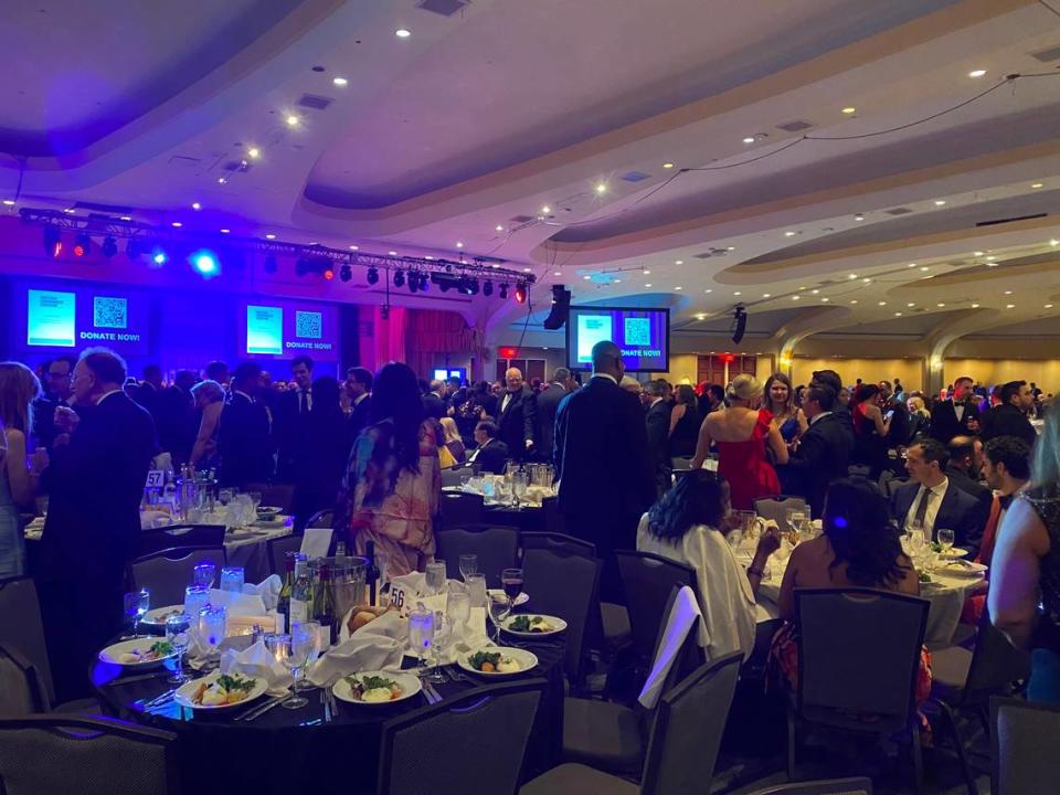 The ballroom of the Washington Hilton is pictured before the White House Correspondents’ Dinner program.