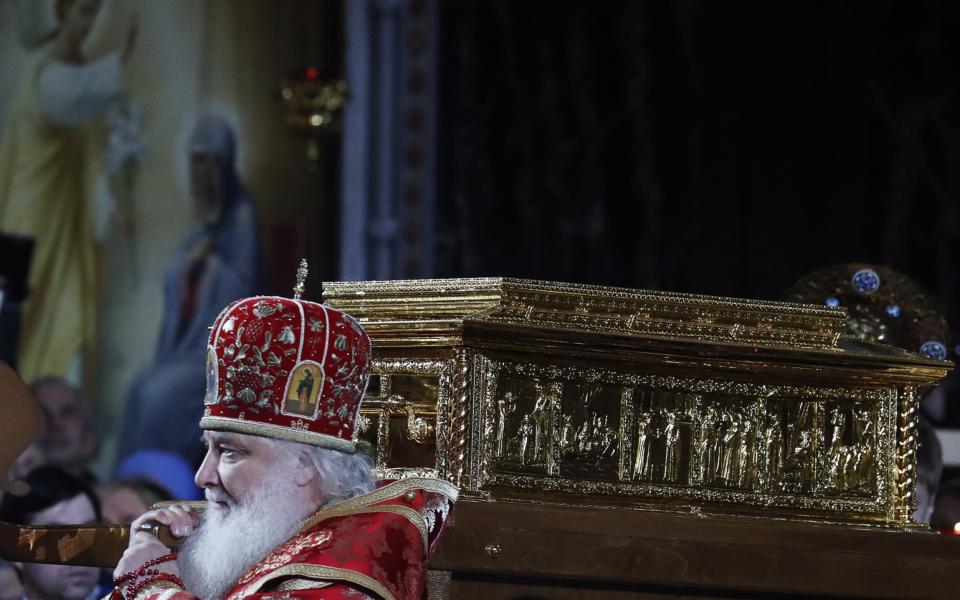 The relics of St Nicholas are normally kept in a basilica in Bari in southern Italy and have been allowed to travel to Russia for the first time in nearly 1,000 years. - Credit: Tass