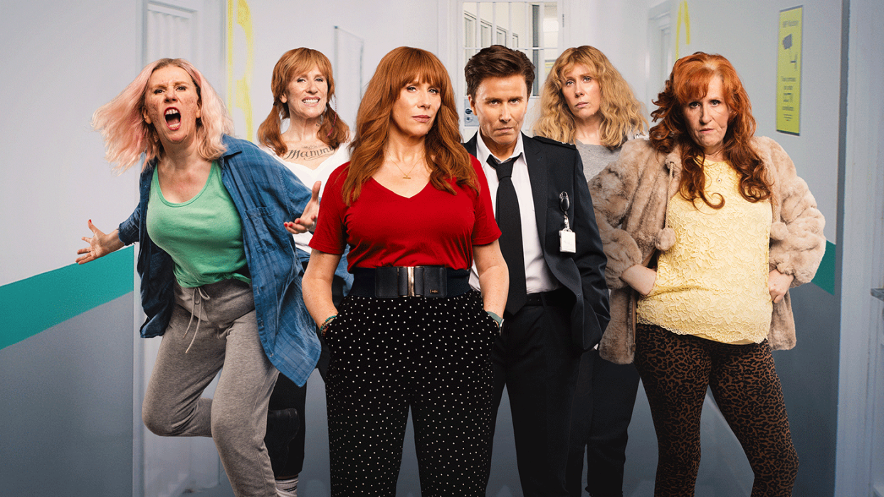 Catherine Tate plays multiple characters in 'Hard Cell'. (Netflix)