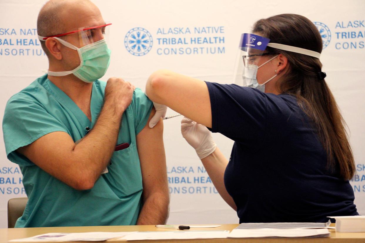 An individual (not pictured) in Alaska reportedly experienced a severe allergic reaction after receiving Pfizer’s coronavirus vaccine (AP)