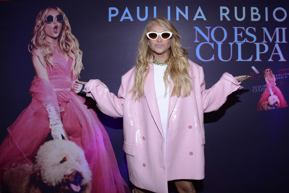 March 15, 2023, Mexico City, Mexico: Mexican singer Paulina Rubio poses for photos during the photocall to promote their album No es Mi culpa at Mondrian Mexico City  Hotel. (Photo credit should read Jorge Gonzalez/ Eyepix Group/Future Publishing via Getty Images)