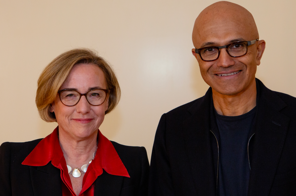 Margherita Della Valle, CEO, Vodafone Group and Satya Nadella, chairman and CEO, Microsoft (Vodafone)