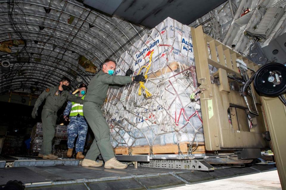 Aid arrived from Australia, New Zealand and Japan on Thursday (Australian Defence Force/AFP via)