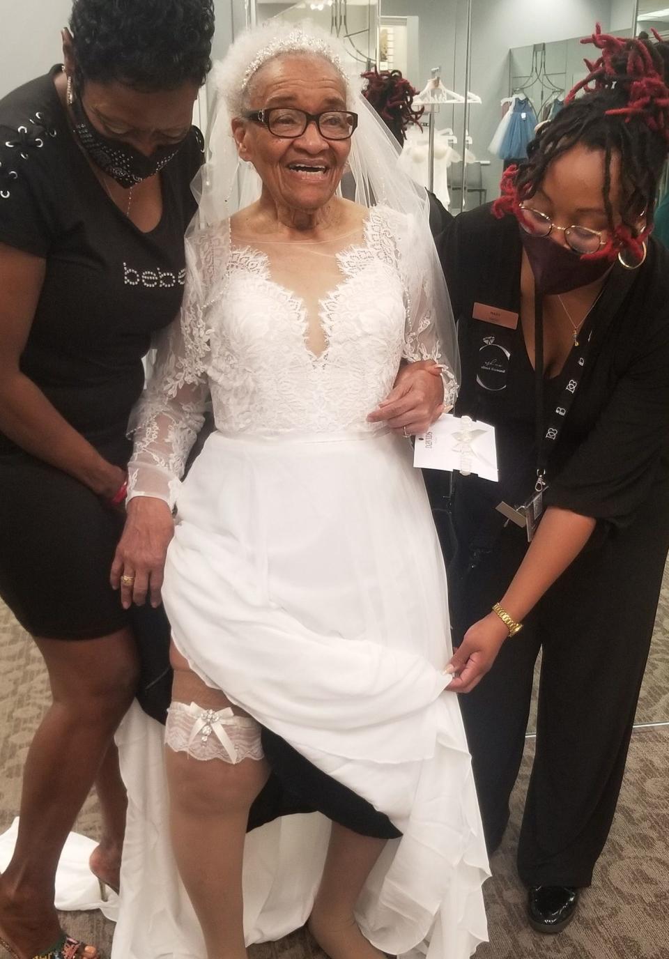 Martha Tucker, 94, fulfills her dream of trying on a wedding dress 70 years after Jim Crow laws forbid her from entering a bridal store.