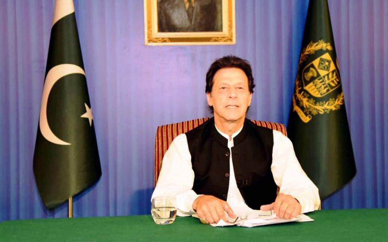 Pakistan's new prime minister Imran Khan speaks to the nation in his first televised address in Islamabad - REUTERS