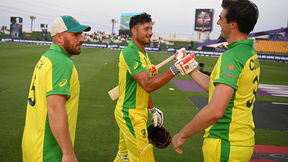 Marcus Stoinis, pictured here celebrating with teammates after Australia's win over South Africa.