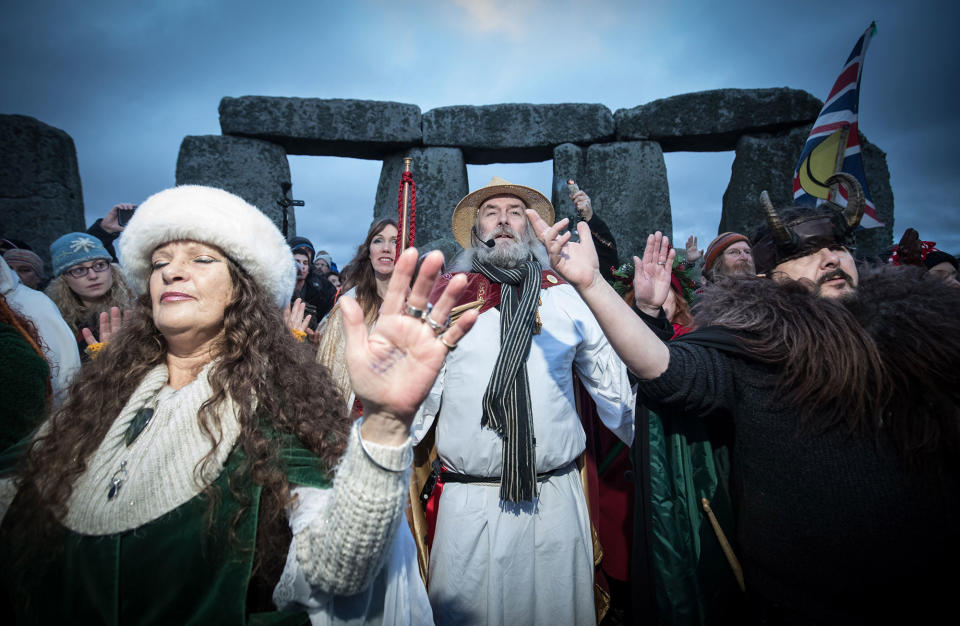 Revelers celebrate winter solstice at Stonehenge