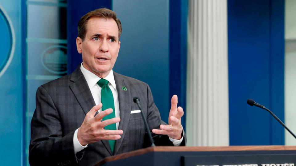 PHOTO: White House National Security Communications Advisor John Kirby speaks during a daily news briefing at the James S. Brady Press Briefing Room of the White House, on March 15, 2024, in Washington, D.C. (Anna Moneymaker/Getty Images)