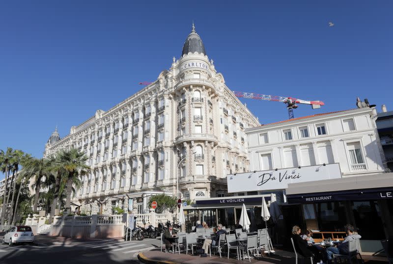 The closed windows of the Carlton Hotel in Cannes