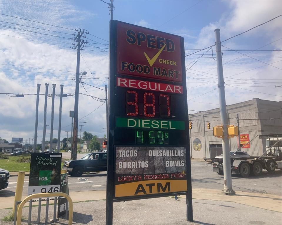 At $3.87 a gallon, this Speed Check at the corner of Parade and East 18th streets, had one of the lower gas prices in Erie on Friday.