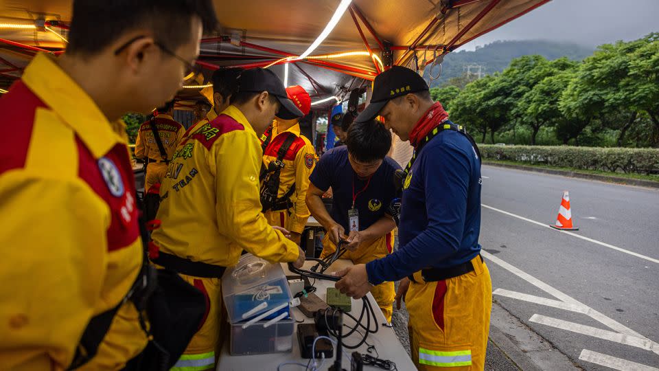 Rescue teams prepare to enter Taroko Gorge to search for those still missing inside the park on April 5, 2024. - Annabelle Chih/Getty Images