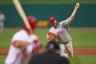 ST. LOUIS, MO - MAY 25: Starter Cliff Lee #33 of the Philadelphia Phillies pitches against the St. Louis Cardinals at Busch Stadium on May 25, 2012 in St. Louis, Missouri. (Photo by Dilip Vishwanat/Getty Images)