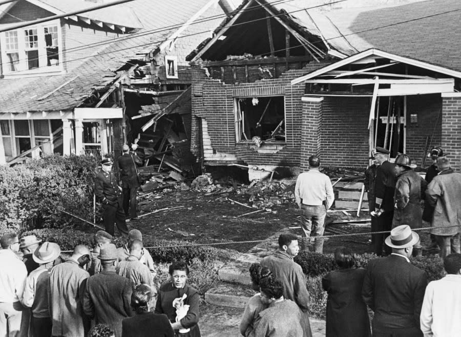 Nashville, Tennessee: Police stood in front of the home of attorney Z. Alexander Looby following a pre-dawn bombing on April 19, 1960. Looby was head counsel for sit-in demonstrators. (Source: Getty Images)