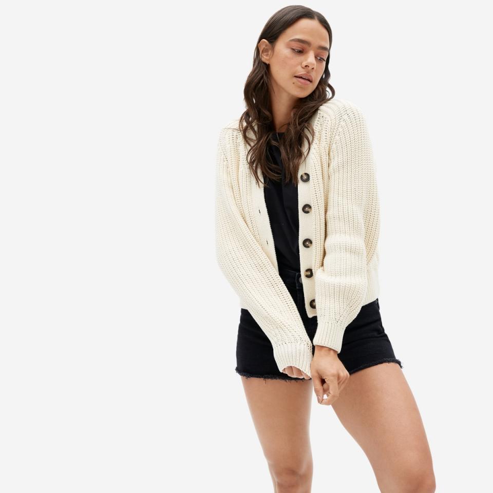 Everlane's Textured Cotton Cardigan will keep you cozy on cool summer nights.