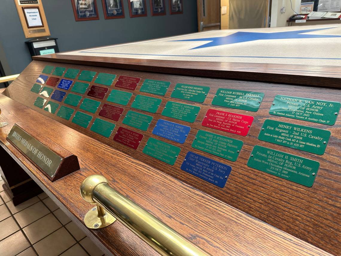 Upon entering the Idaho State Veterans Home in Boise, visitors are greeted by a display showing Idahoans who have received the Medal of Honor, a testament to the veterans who now live at the home.