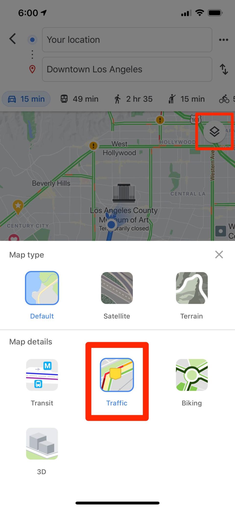 How to check traffic on Google Maps 3