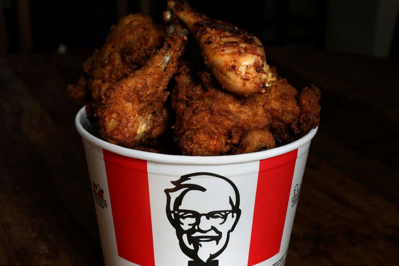 FILE PHOTO: A Kentucky Fried Chicken (KFC) bucket of mixed fried and grilled chicken is seen in this picture illustration