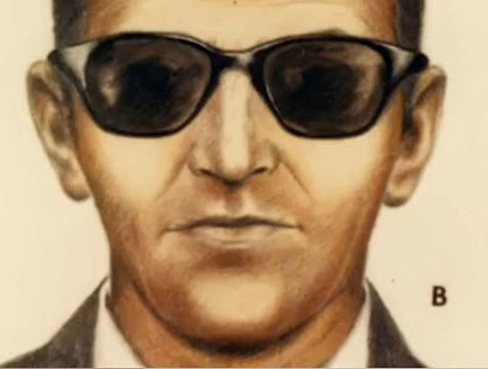 (FILES) This undated file of a sketch courtesy of the Federal Bureau of Investigation (FBI) shows D.B. Cooper. On the eve of Thanksgiving, 1971, a nondescript, 40-something man who called himself Dan Cooper approached the airport counter and bought a one-way ticket from Portland to Seattle. Within hours, he strapped $200,000 in ransom to himself -- today worth about $1.3 million --  and parachuted off the plane, never to be found. Fifty years after his leap into the unknown, the case of D.B. Cooper -- an alias spawned by the media -- remains the only unsolved plane hijacking in the history of the United States. - RESTRICTED TO EDITORIAL USE - MANDATORY CREDIT 