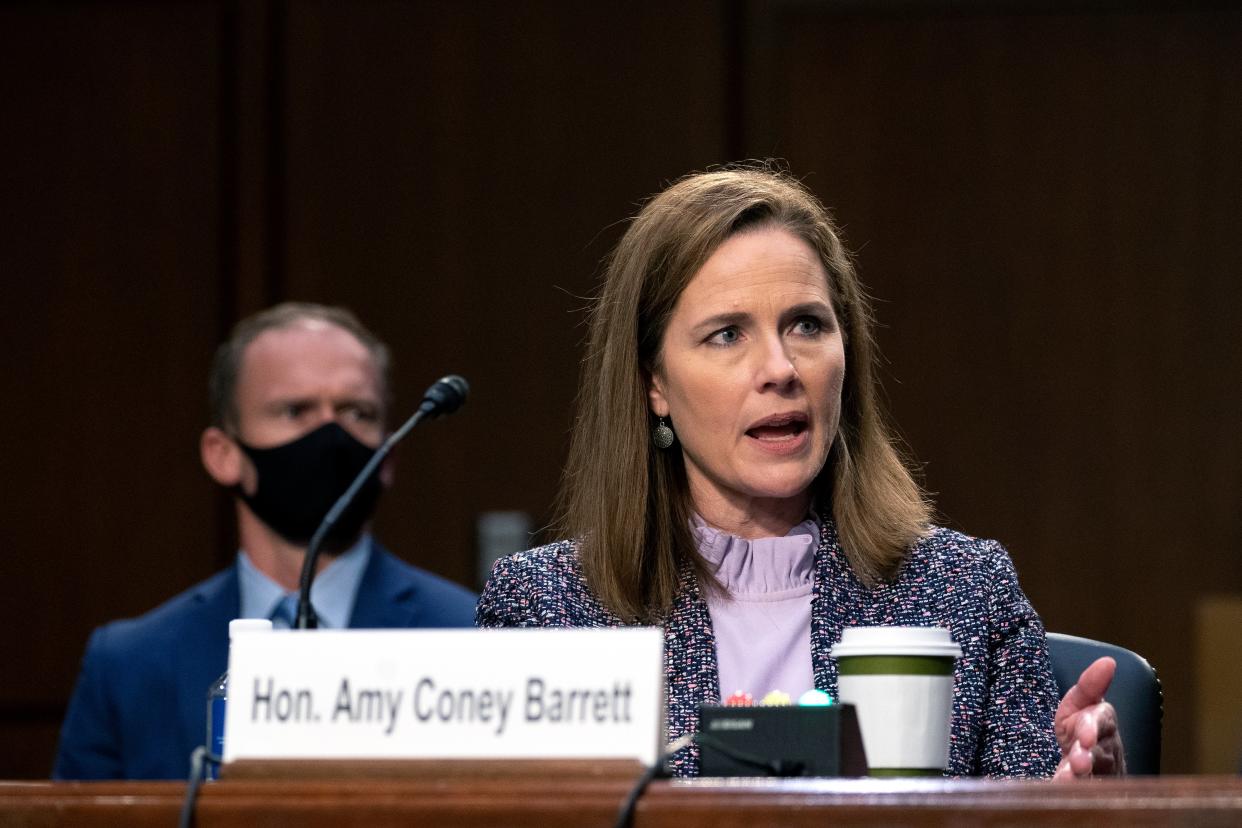Supreme Court nominee Amy Coney Barrett has mostly deflected questions about how she might rule on certain issues. (Getty Images)
