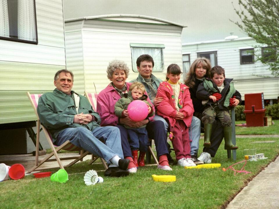 Coronation Street stars (from the left) Bill Tarmey, Liz Dawn, Daryl Edwards, Sean Wilson, Helen Worth, Lyndsay King and Thomas Ormson (PA)