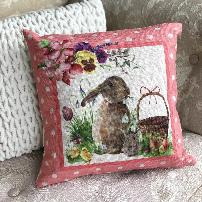 Neriman Easter Bunny Polka Dots Throw Pillow Cover