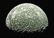 This picture is a composite of two images taken January 24, 1986 by Voyager 2 of the Uranian moon Titania. (AP Photo/NASA)