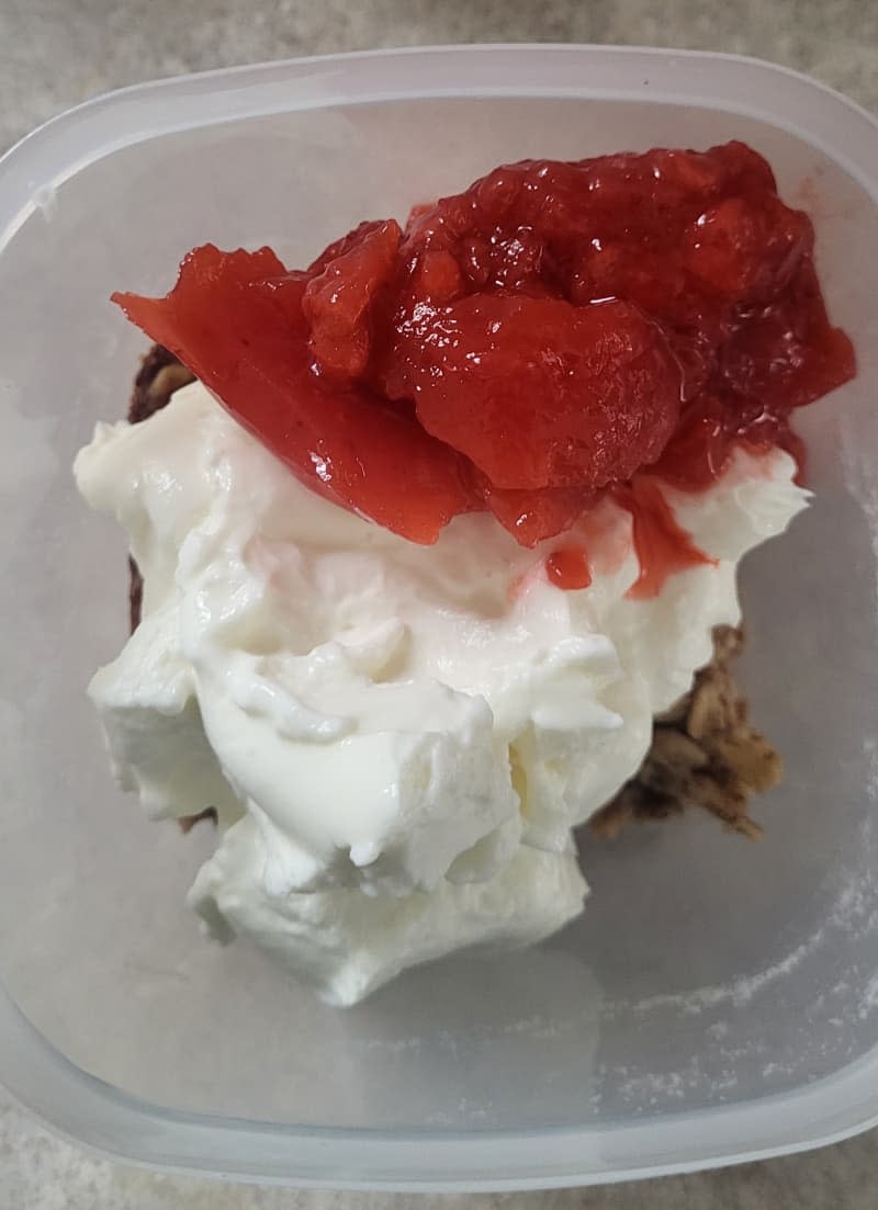 Baked Oatmeal with Greek Yogurt and Strawberry Preserves