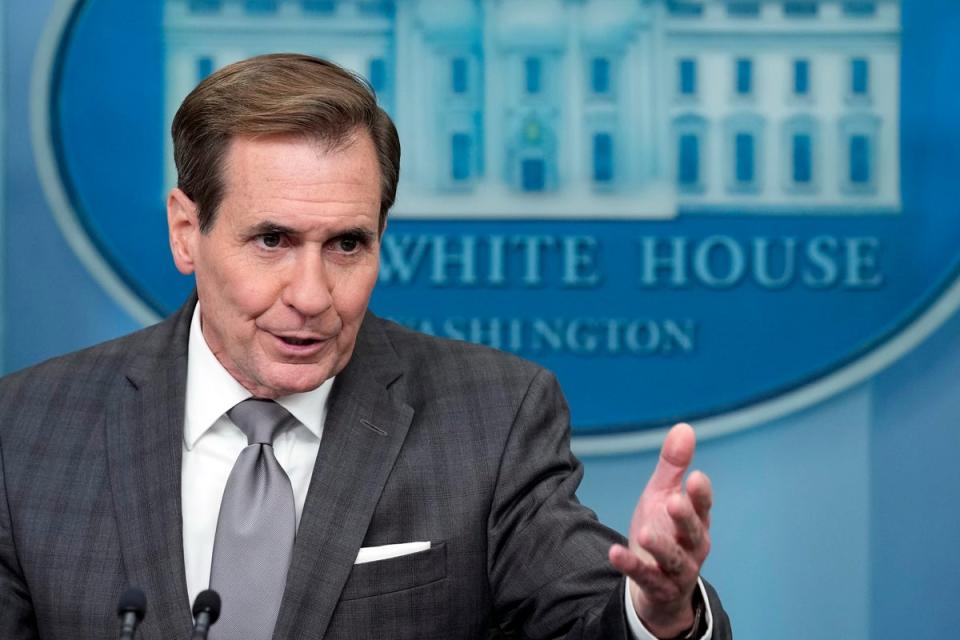 John  Kirby at a briefing (Associated Press)