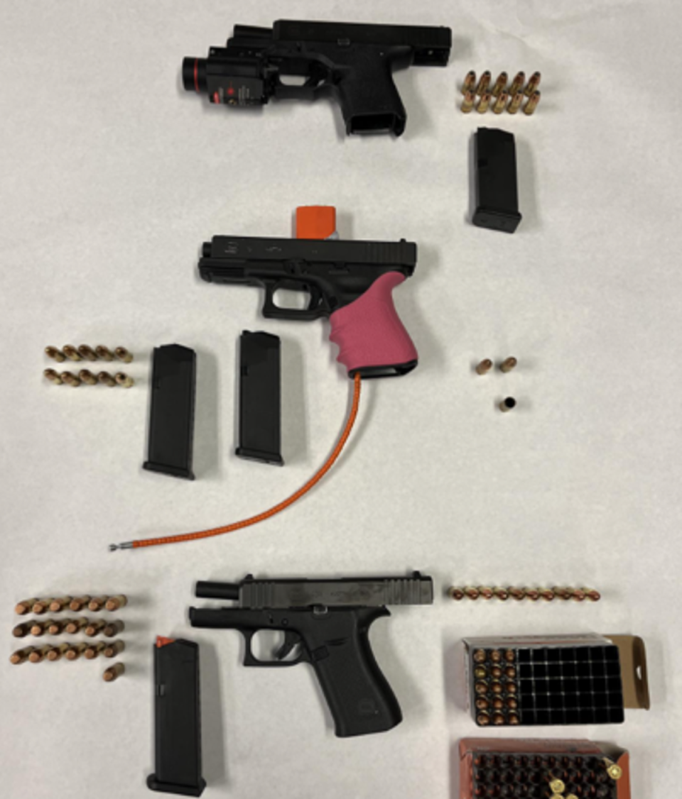 Firearms belonging to three dognapping suspects in San Jose (San Jose Police Department)